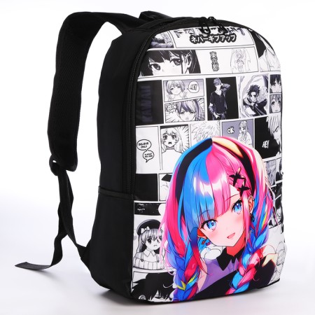 School backpack with an ANime Girl Penal, 42x28x13 cm, black color-2