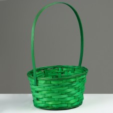 Wicker basket, d21 x 10/34 cm, green, bamboo