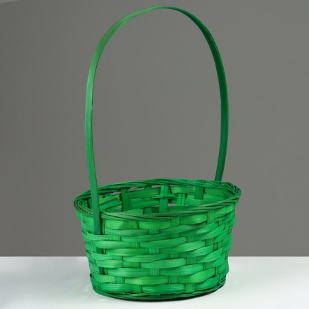 Wicker basket, d21 x 10/34 cm, green, bamboo