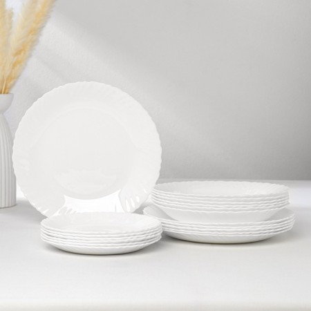 Table glass -ceramic "Faston", 18 objects, white color