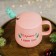 Ceramic mug with a spoon “Happy New Year!”, 350 ml, pink color