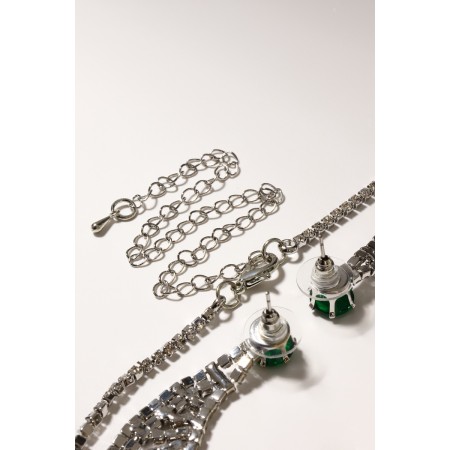 Set 2 objects: earrings, necklace "Phoenix" bend, white-idle color in silver, 35 cm-2