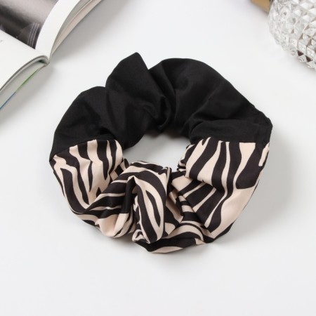 Hair elastic band "Orbit" strips style, 12 cm, white-brown