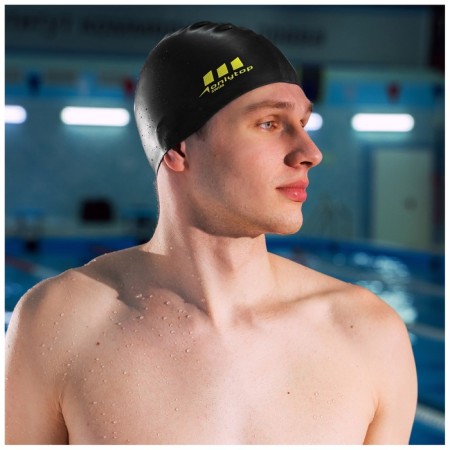 Hat of swimming adult Onlytop, silicone, girth 54-60 cm, black color-2