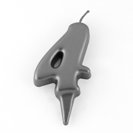 Candle in the oval cake, number 4, graphite, 5.5 cm-2