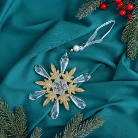 Christmas tree decoration "Snowflakes Righty shine" 14x14 cm, mix, transparent-gold