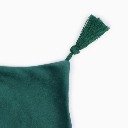 A set of decorative pillowcases Ethel with brushes, green color, 45x45 cm - 2 pcs, polyester, velor-1