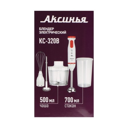 Aksinya KS-320V blender, submersible, 1000W, 0.5/0.7 l, 9 speeds, turbojet, white-red 1013162-10