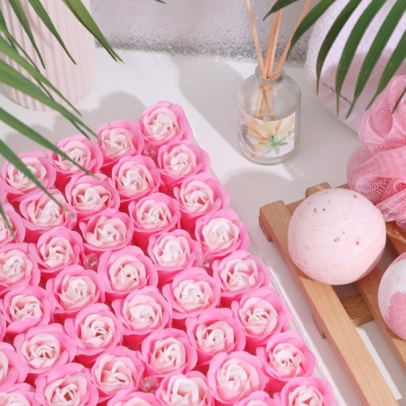 Soap roses, white-pink, set, 81 pcs