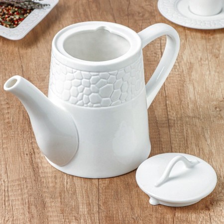 Teapot Porcelain Hot Magistro Rodos, 1.4 l, white color-9