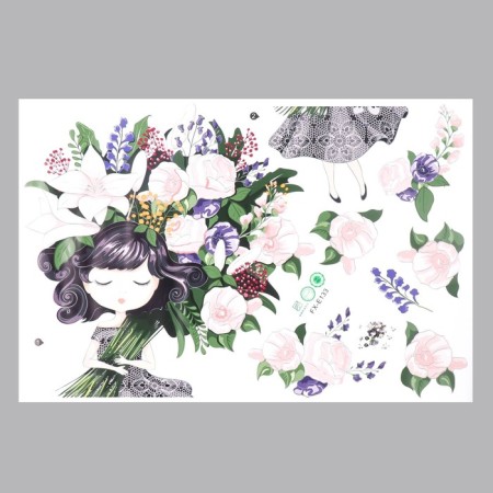 Stick plastic interior color "Baby with a huge bouquet" 40x60 cm-1
