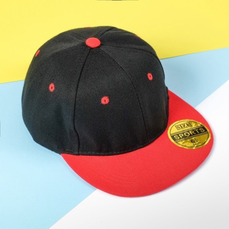 Baseball cap with a direct visor for the boy Minaku, size 56, black/red color