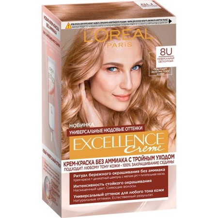 Hair Cream L’Oreal Excellence Creme Universal Nudes, 8u universal light blonde