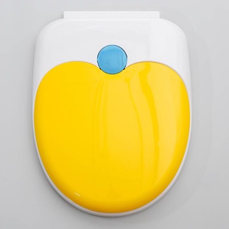 A toilet seat with a lid, 42 × 37 cm, double