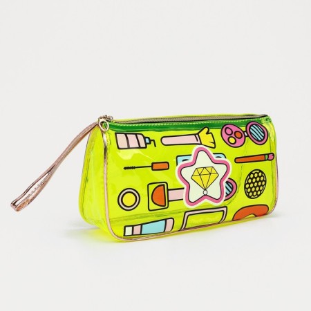 Cosmetic bag with a lightning, with a pen, yellow color
