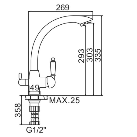 Accoona A5179G-7 kitchen mixer with output for drinking water, brass, white-6