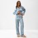 Female pajamas (shirt and trousers) kaftan "peas" color blue, size 48-50