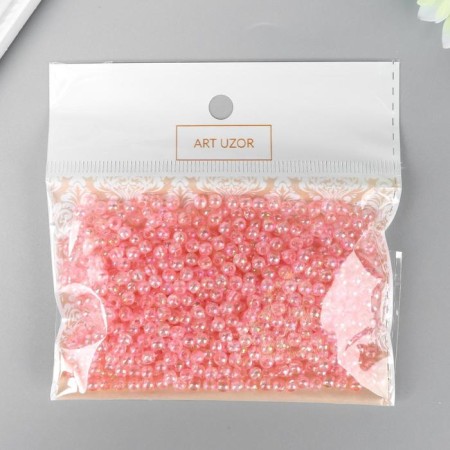 Beads for creativity plastic "Pink mother of pearl" set 20 grams d = 0.4 cm-2