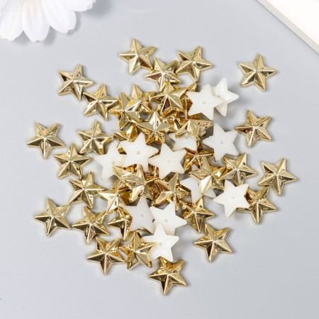 Decor for creativity plastic "Stars" gold set 50 pcs 1.4x1.4 cm-2