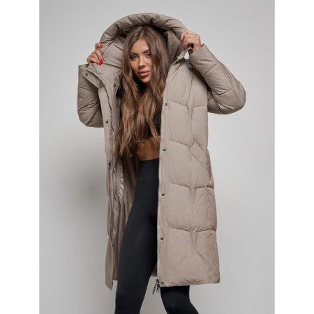Coat insulated winter female, size 42, color light brown-11