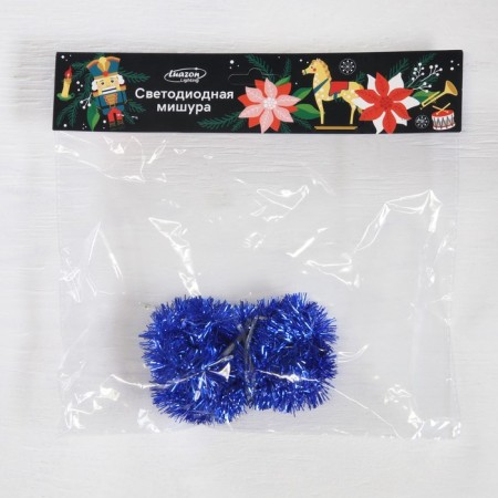 Garland "tinsel" 1 m dew, ip20, blue thread, 22 LED, 8 layers, d = 3 cm, white glow, CR2032X2-3