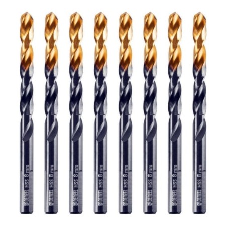 Drill Denzel 717219, 8 mm, HSS-Tin, Golden Tip, 8 pcs.