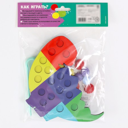 Wooden sorter "Dino" with pompons and tweezers, 15 x 21 cm-8