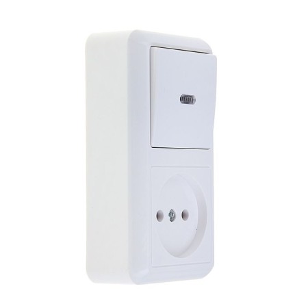Combined Kuntsevo Block Optima 8061, 1 key, with a socket, white