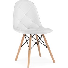 Wooden chair KVADRO 1 array of beech/metal/eco -leather, natural/white cell 44x51x84 cm 1051040