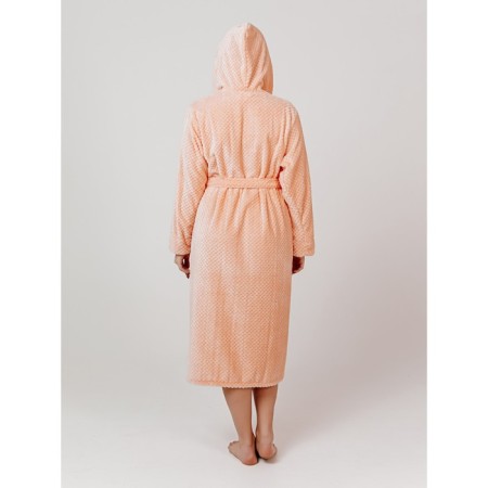 Women's robe with a hood, size 48, color peach-2