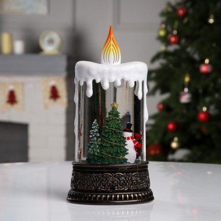 LED figure “Snow with a snowman” 12.3 × 24 × 8 cm, plastic, AAX3 batteries (not in the kit), USB, glow warm white-2
