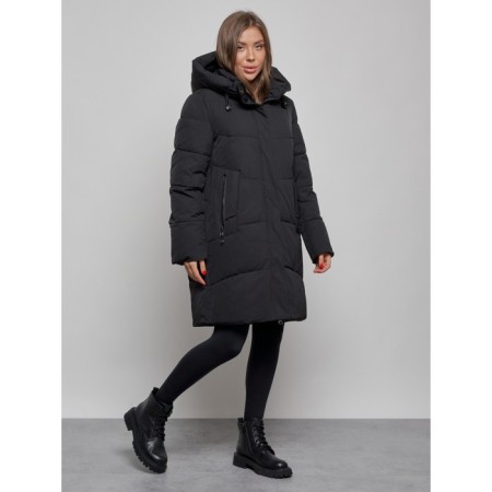 Coat insulated winter female, size 50, black color-1