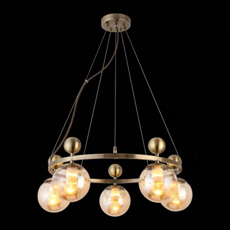 Suspended EVOLUCE lamp. Sle106303-05. Pechio. 5x60 watts, E27, 62x62x22 cm, bronze color-1