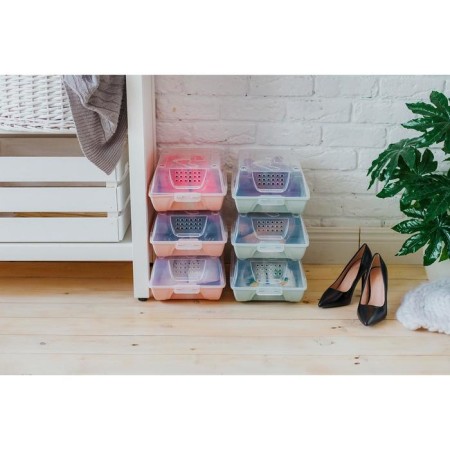 Box for storing shoes with a lid "Traces", 37 × 22 × 14 cm, color gray-blue-1