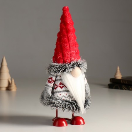 Interior doll "Santa Claus in a knitted caftan with patterns" 26 cm-1
