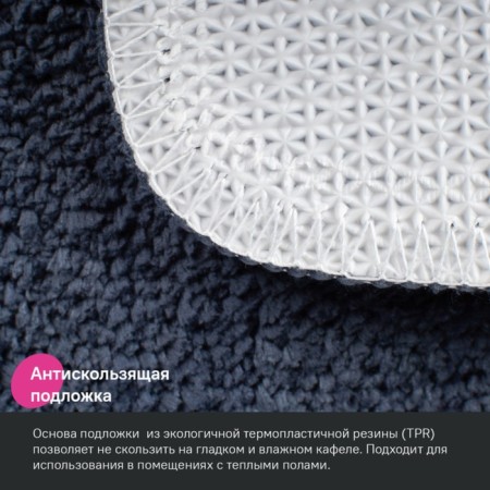 A set of mats for the bathroom IDDIS, 65x45 cm, 45x45 cm, microfiber, blue color-3