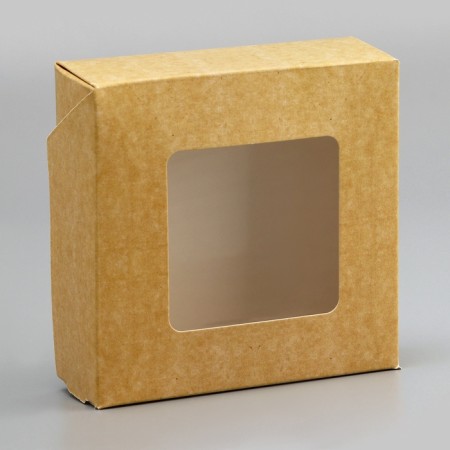 Folding box, with a window, craft, 11.5 x 11.5 x 4 cm