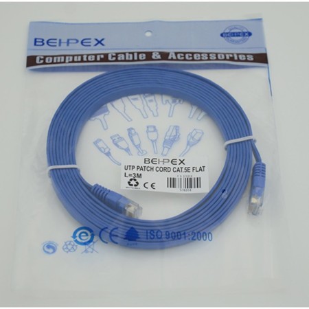 Flat CAT5E Molded 3M Blue RJ-45 (M) -RJ-45 (M)-1
