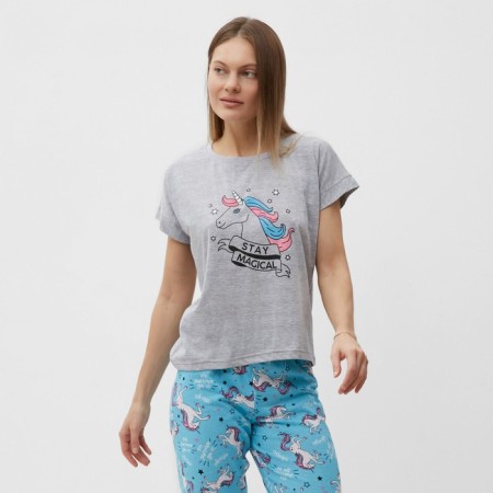 Home female "Unicorn" (T -shirt/Pants), gray/blue color, size 52-1