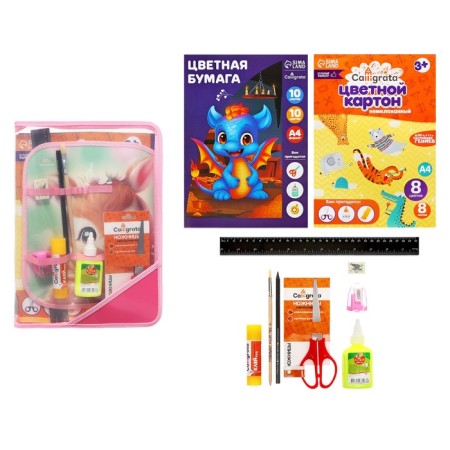 A4 labor folder, plastic, lightning around, folding bar, with a filling of 10 items, calligrata, PTR-1, "deer"