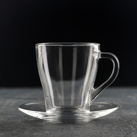 Tea glass set "Grace", 12 items: mug 250 ml, 6 pcs, saucer, 6 pcs-1