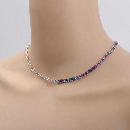 The necklace "Jewel" rectangles with a chain, color in silver, 30 cm-3