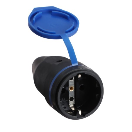 A portable socket with a protective lid, with salary, 220 V, rubber, black-1