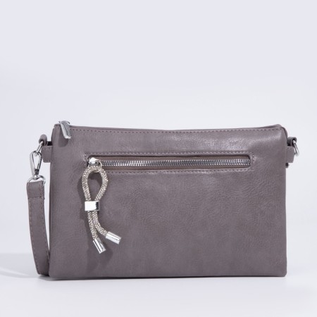 Bag Cross-Bodi with a zipper, gray color