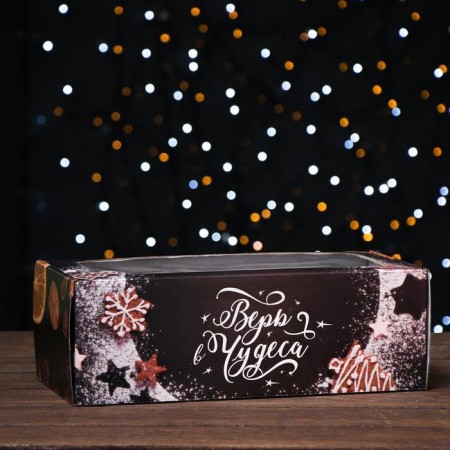 The box is self -assembly, with the window, "New Year's miracles", 16 x 35 x 12 cm, 1 pc.-1