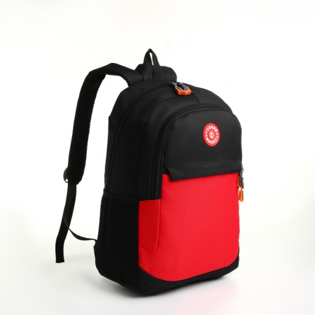 School backpack, 2 lightning departments, 3 pockets, black/red color-2