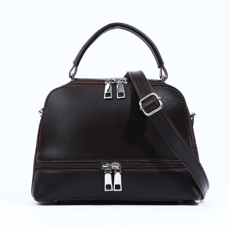 Cross-Bodi Bag on a zipper, the color is dark brown