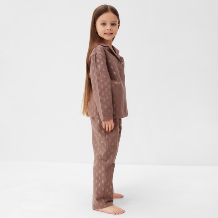 Pajama nursery from a flannel (shirt, trousers) kaftan "pineapple", height 122-128, coffee-1
