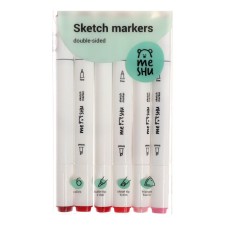 Meshu bilateral markers for sketching, 6 colors (pink colors)
