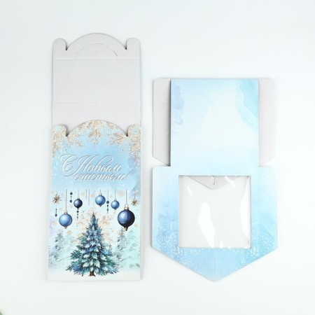 Confectionery box with a window, a chest, "Christmas tree", 20 x 20 x 20 cm, New Year-7
